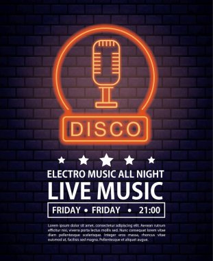 Disko electro müzik davet afişi