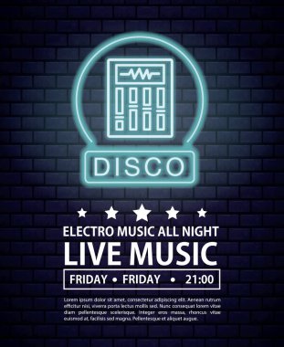 Disko electro müzik davet afişi