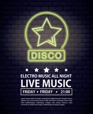 Disko electro müzik davet afişi