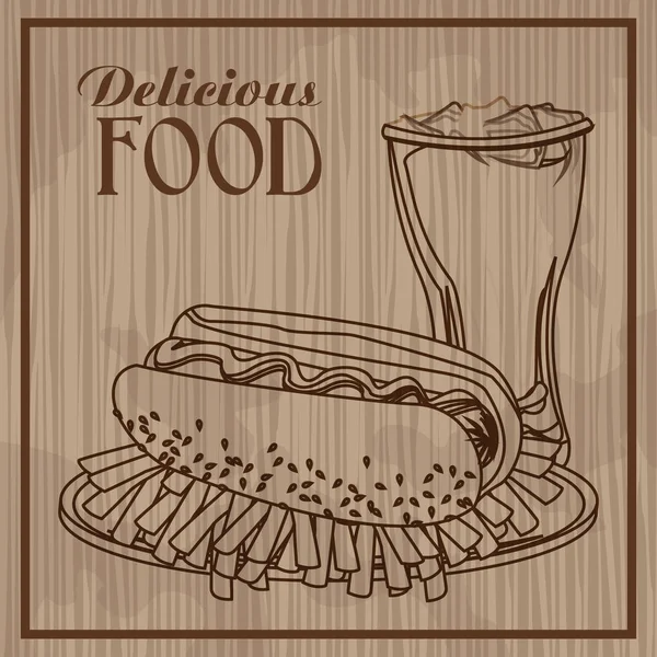 Delicioso dibujo de alimentos — Vector de stock