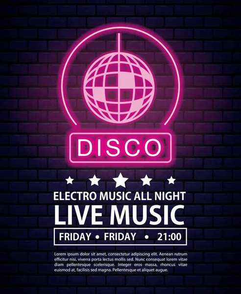 Disco electro music invitation poster — Stock Vector