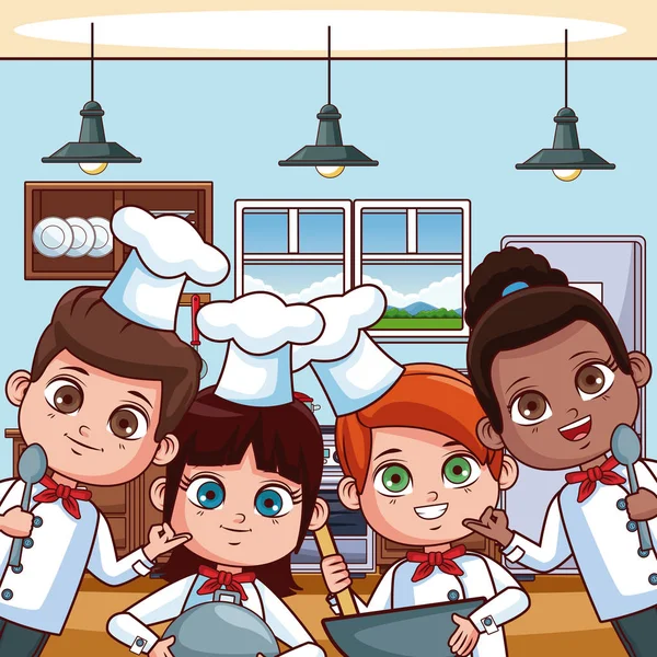 Szef kuchni dzieci w kuchni — Wektor stockowy