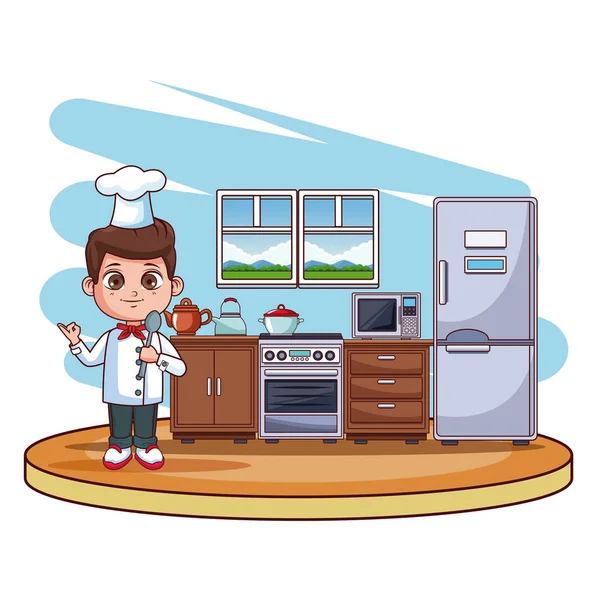 Mignon chef garçon — Image vectorielle