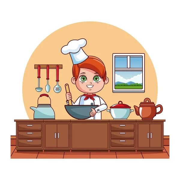 Mignon chef garçon — Image vectorielle