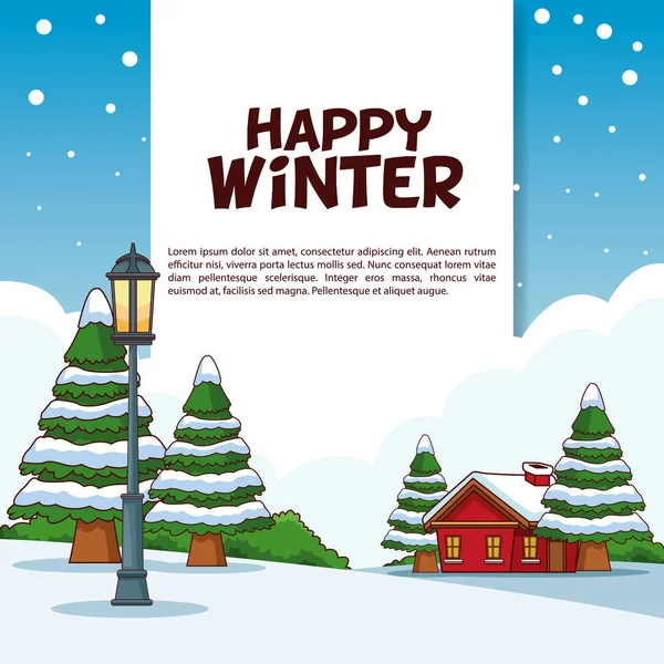 Poster de invierno feliz — Vector de stock