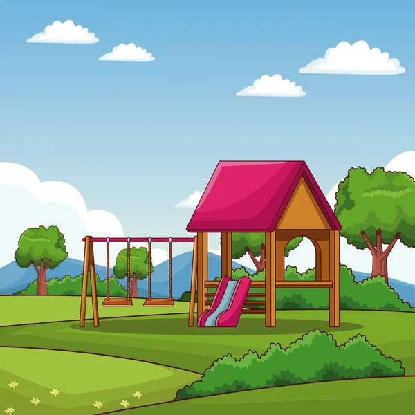 Woode playhouse at park — Stock Vector