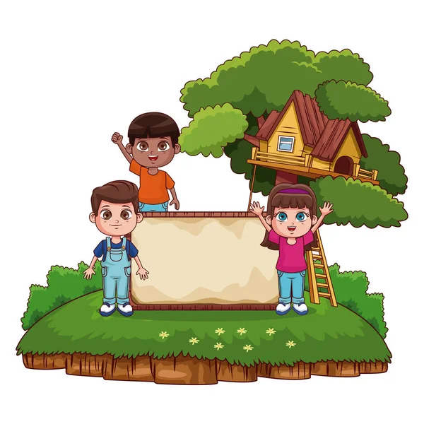 Дети и деревянная доска — стоковый вектор