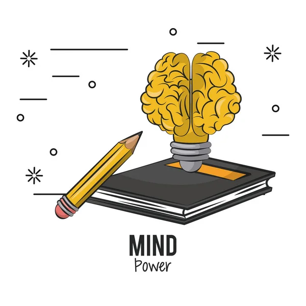 Poder mental y cerebro — Vector de stock