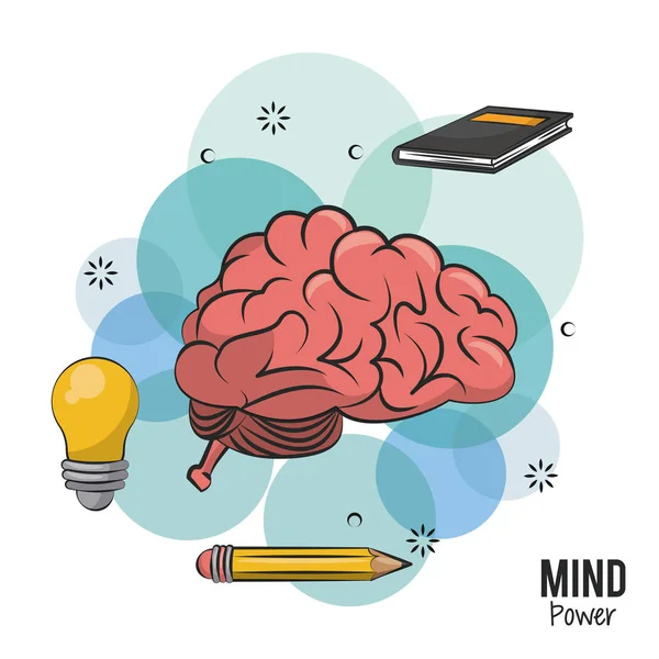 Poder mental y cerebro — Vector de stock