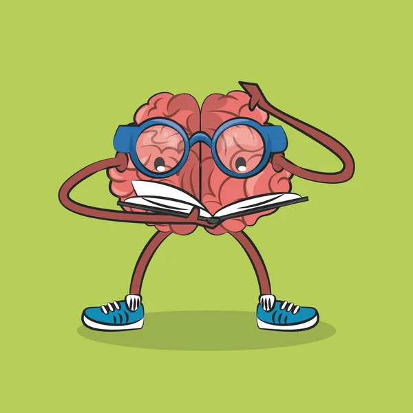 Lindo y divertido cerebro de dibujos animados — Vector de stock