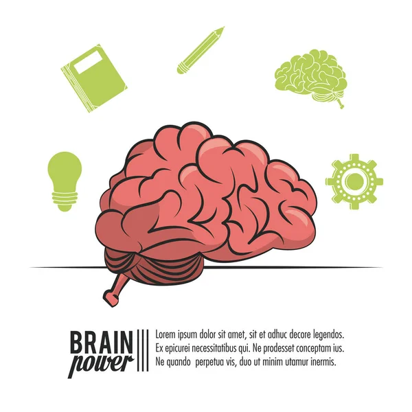 Afiche de poder cerebral — Archivo Imágenes Vectoriales