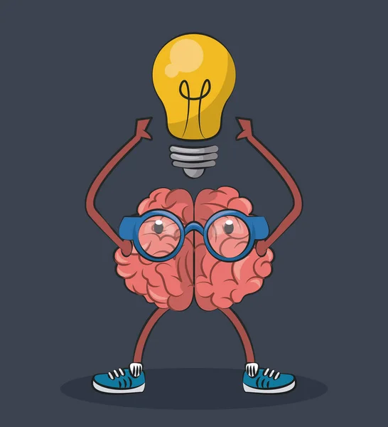 Lindo y divertido cerebro de dibujos animados — Vector de stock