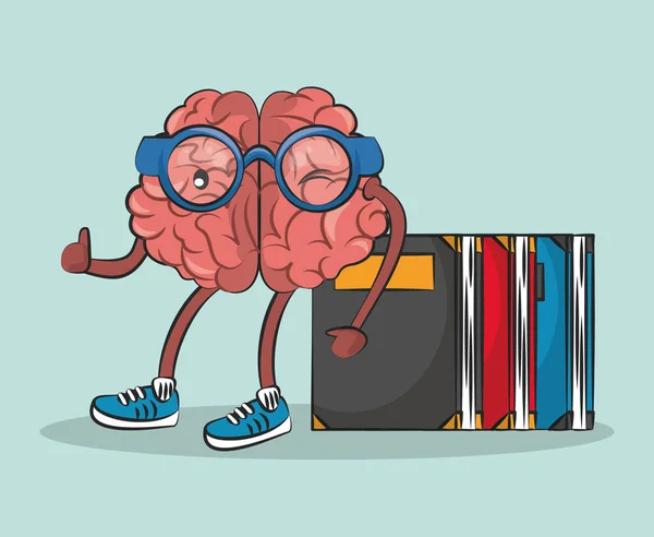 Netter und lustiger Gehirn-Cartoon — Stockvektor