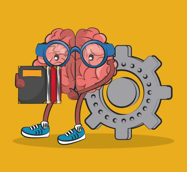 Beyin sevimli ve komik karikatür — Stok Vektör