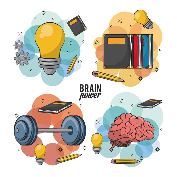 Set of brain icons — Stock Vector