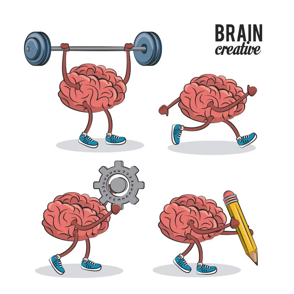 Conjunto de iconos cerebrales — Vector de stock