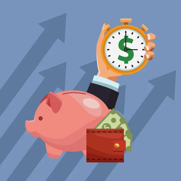 Pénz megtakarítási és befektetési — Stock Vector