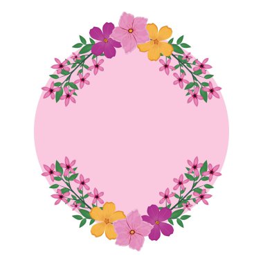 çiçekler yuvarlak çerçeve