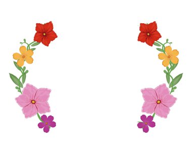 çiçekler yuvarlak çerçeve