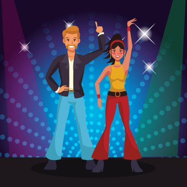 İnsanlar dans disko çizgi film