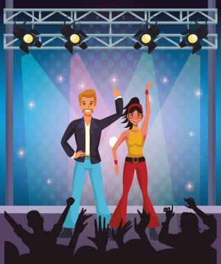 Disko sanatçı sahne karikatürler