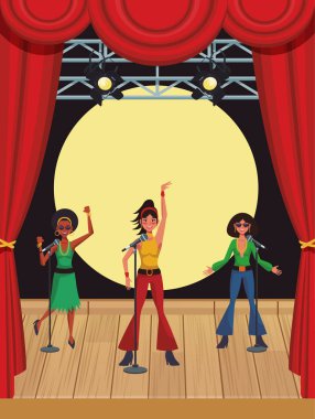 Disko sanatçı sahne karikatürler