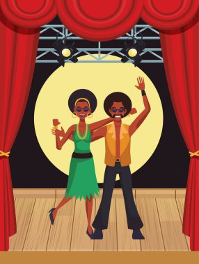 Disko sanatçı sahne karikatürler