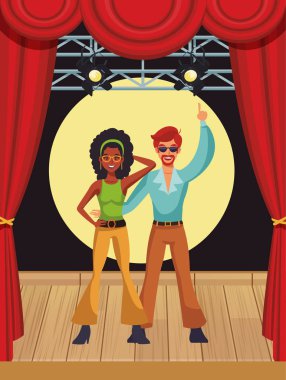 Disko sanatçı sahne karikatürler