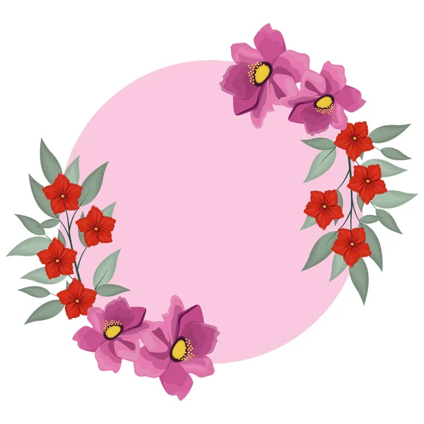 Flores marco redondo — Archivo Imágenes Vectoriales