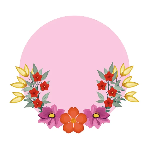 Flowers round frame — Stock Vector