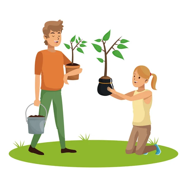 Pessoas e jardinagem — Vetor de Stock