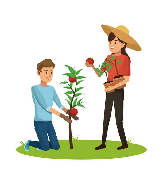 Pessoas e jardinagem — Vetor de Stock