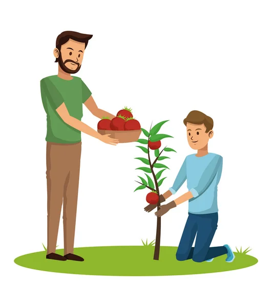 Hombres y jardinería — Vector de stock