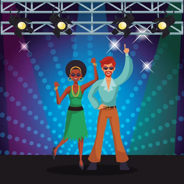 Embereket táncolni a disco rajzfilmek — Stock Vector
