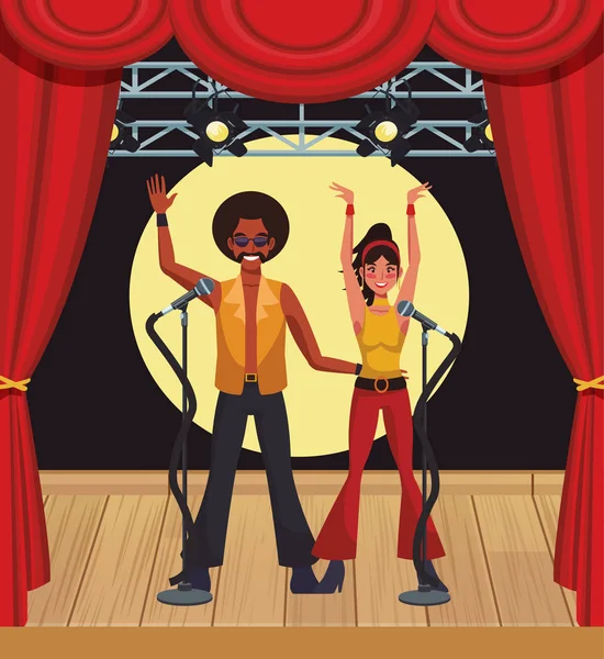 Disko sanatçı sahne karikatürler