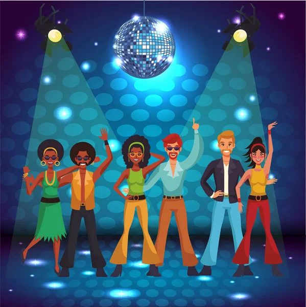 Emberek és disco rajzfilmek — Stock Vector