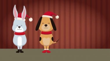 Neşeli Noel sevimli hayvanlar Hd animasyon