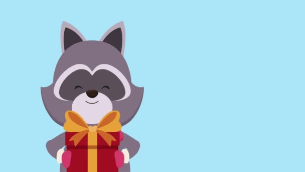 Lindo animal y la animación de dibujos animados de Navidad HD — Vídeo de stock