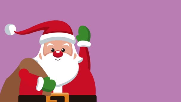Κινούμενα σχέδια Hd κάρτα Χριστουγέννων Santa claus — Αρχείο Βίντεο