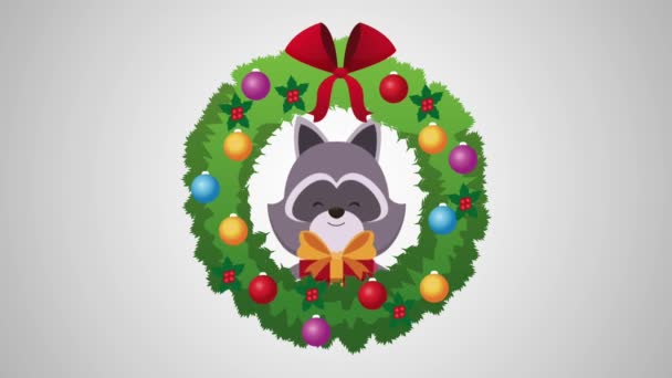 Merry christmas słodkie zwierzęta Hd animacji — Wideo stockowe