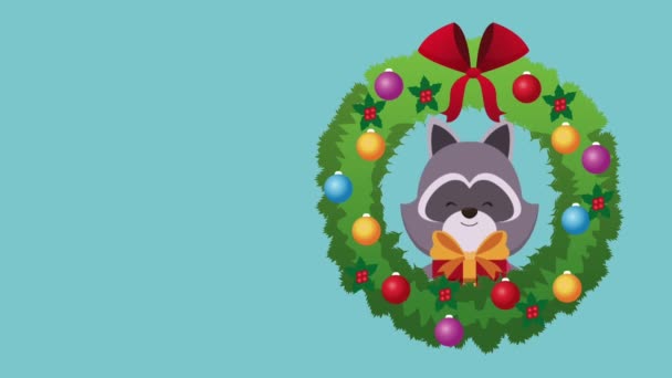 Feliz Navidad animales lindos HD animación — Vídeo de stock