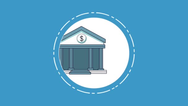 Bankovní budova koncept Hd animaci — Stock video