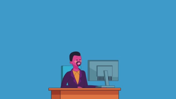 Мультфильм исполнительного бизнесмена HD — стоковое видео