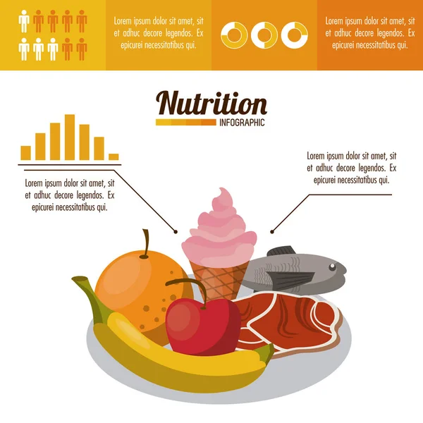 Nutrición e infografía de alimentos — Vector de stock