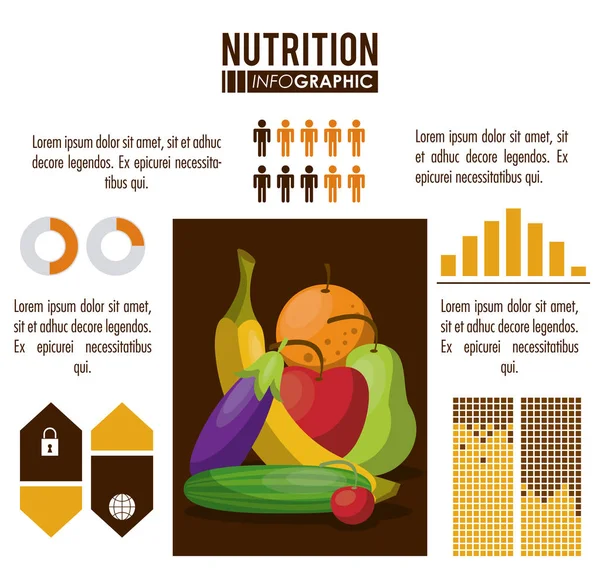 Nutrição e infográfico alimentar — Vetor de Stock