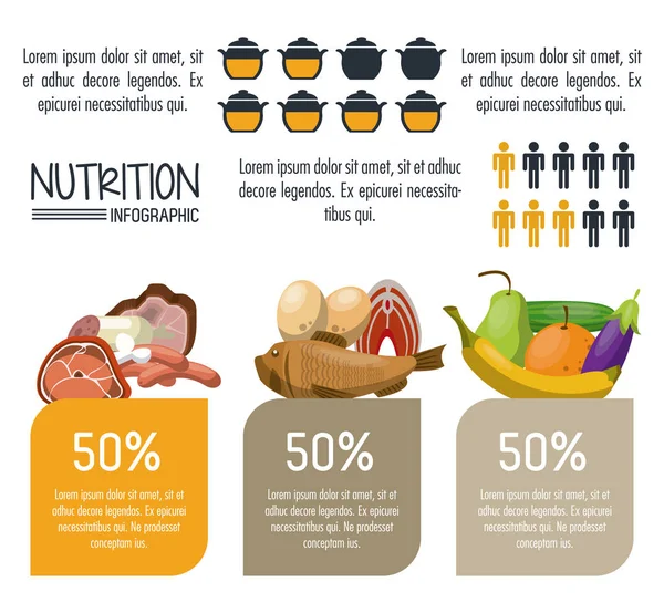 Nutrición e infografía de alimentos — Vector de stock