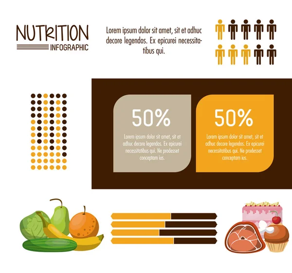 Nutrición e infografía de alimentos — Vector de stock