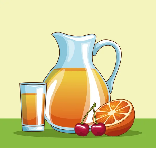 Frutas y jugos frescos — Vector de stock