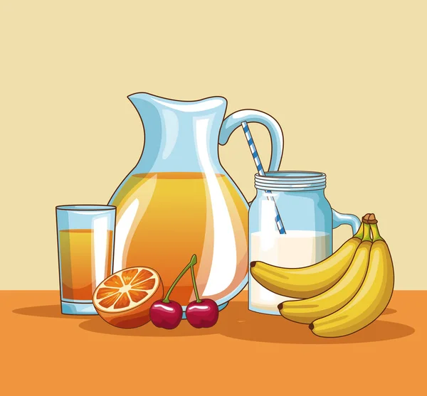 Свежие фрукты и сок — стоковый вектор
