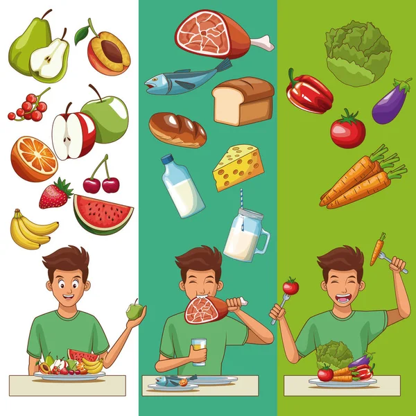 Alimentation saine dessins animés — Image vectorielle